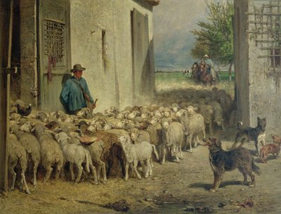 Terugkeer naar de schaapskooi, 1860 door Albert Heinrich Brendel