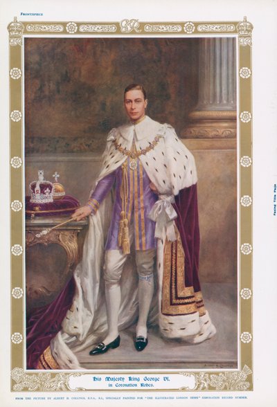 Koning George VI in zijn kroningsgewaden door Albert Henry (after) Collings