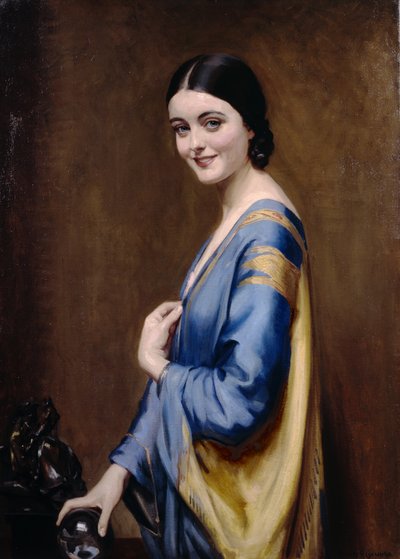 Blauwe en gouden jurk door Albert Henry Collings