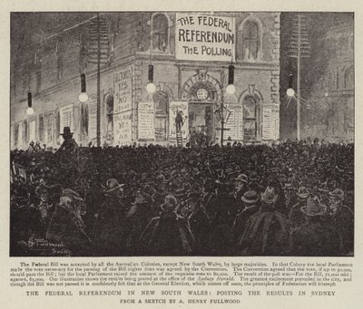 Het federale referendum in New South Wales, het posten van de resultaten in Sydney door Albert Henry Fullwood