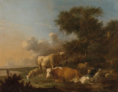 Landschap met vee door Albert Jansz Klomp