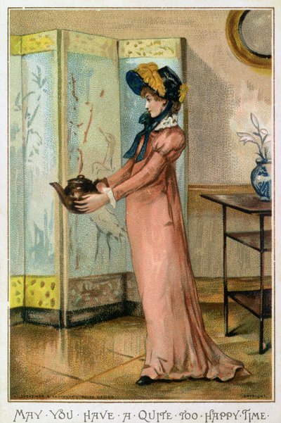 Moge je een te gelukkige tijd hebben, Victoriaanse kerstkaart, uitgegeven door Hildesheimer und Faulkner, Londen, ca. 1880 door Albert Jnr. Ludovici