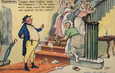 Mr Pickwick beledigt een groep vrouwen door Albert Jnr. Ludovici