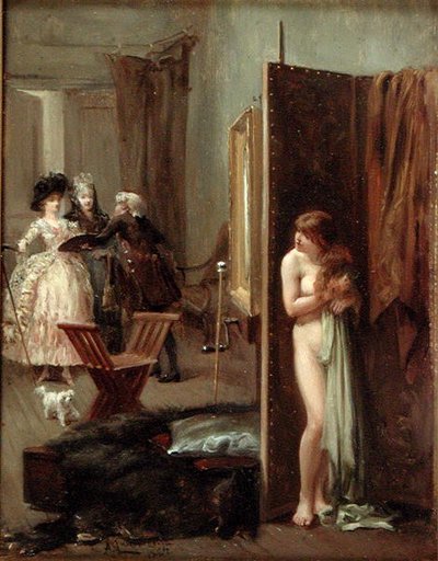 Het atelier van de kunstenaar of onverwachte bezoekers door Albert Jnr. Ludovici