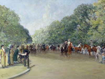 Uitzicht op Hyde Park met Figuren op Rotten Row door Albert Jnr. Ludovici