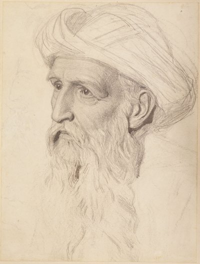 Studie voor het hoofd van Elia door Albert Joseph Moore