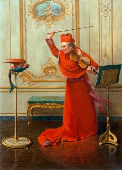 Kardinaal met papegaai door Albert Joseph Penot