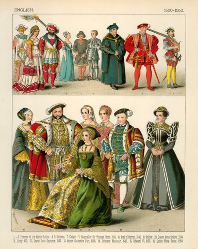 Engelse kostuums 1500-1550 door Albert Kretschmer