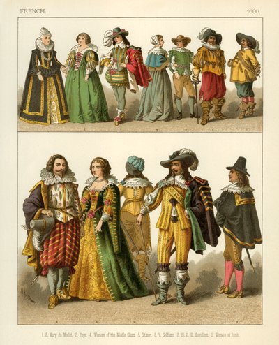 Franse kostuums 1600 door Albert Kretschmer