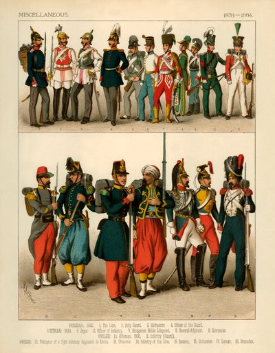 Diverse kostuums 1834-1864 door Albert Kretschmer