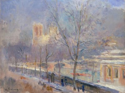 Notre-Dame de Paris gezien vanaf de Quai de la Tournelle door Albert Lebourg