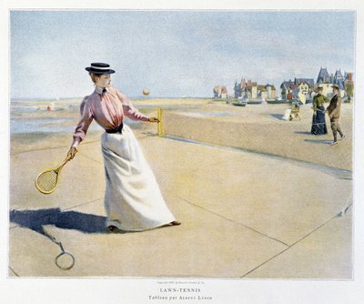 Partij Lawn - Tennis op een strand (Normandië?) - ill. door Albert Lynch door Albert Lynch