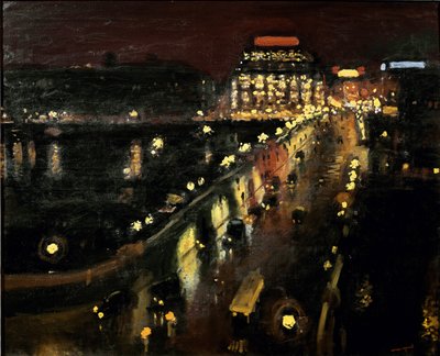 De Pont Neuf in Parijs bij nacht De Samaritaine verlicht op de achtergrond door Albert Marquet