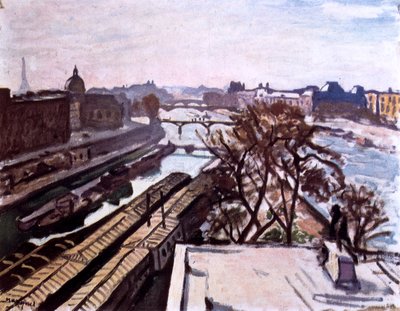 Uitzicht op de Seine en het monument voor Hendrik IV door Albert Marquet