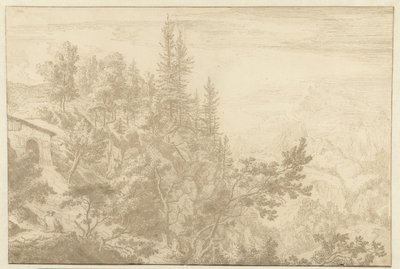 Berglandschap met uitzicht op de Loiblpas door Albert Meyering