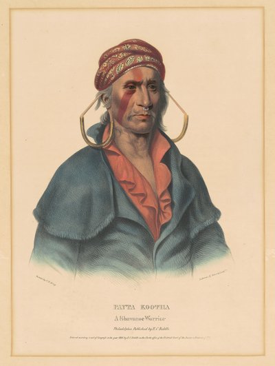 Payta Kootha, een Shawnee Krijger door Albert Newsam, after Henry Inman, after Charles Bird King