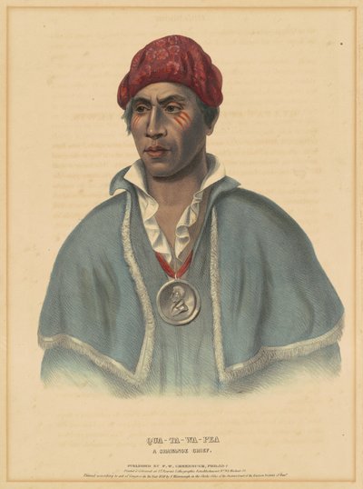 Qua-Ta-Wa-Pea, een Shawnee hoofdman door Albert Newsam, after Henry Inman, after Charles Bird King