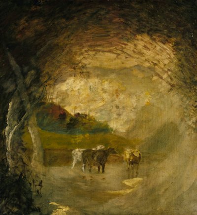 Landschap met Bomen en Vee, voor 1897 door Albert Pinkham Ryder
