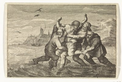 Gevecht aan zee door Albert Poel