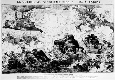 Anticipatie: Slag bij Mazayamba: het Australo-Mozambikaanse conflict, oorlogsvoering en chemische operaties - in "De Oorlog in de 20e eeuw" door A. Robida door Albert Robida