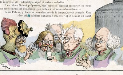 Anticipatie: geleerden, Oorlog in de 20e eeuw (chemische en bacteriologische oorlogsvoering?) door Robida, n.d. door Albert Robida