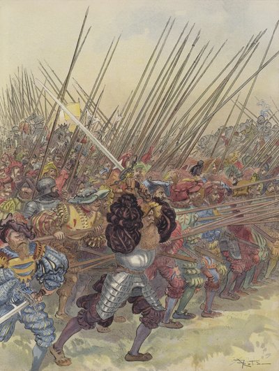 Aanval van de Zwitsers bij Marignan door Albert Robida