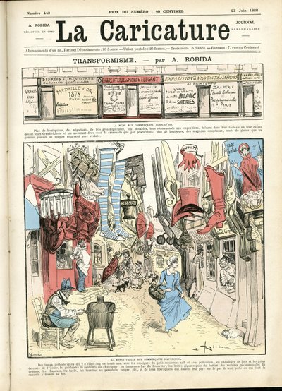 Illustratie door Albert Robida (1848-1926) voor de omslag van La Caricature (1880) door Albert Robida