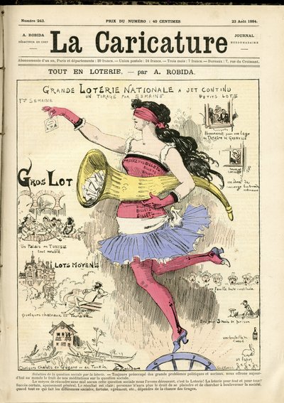 Illustratie van Albert Robida voor de Omslag van La Caricature (1880) door Albert Robida