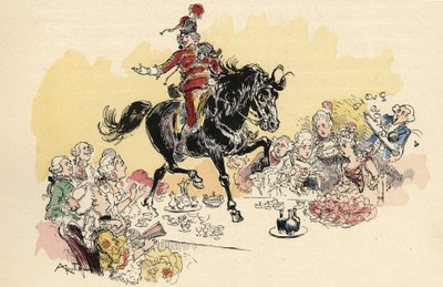 Illustratie door Albert Robida in "Geschiedenis en Avonturen van de Baron de Munchausen", H. Laurens Ed., eind 19e eeuw. door Albert Robida