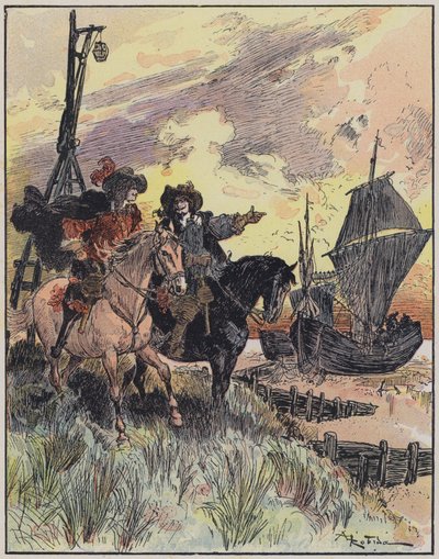 Illustratie voor Le Capitaine Bellormeau door en geïllustreerd door A Robida door Albert Robida