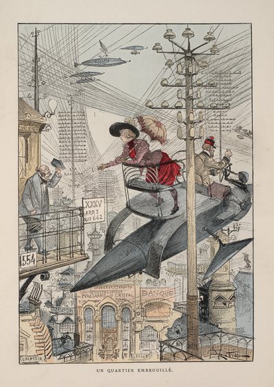 Illustratie voor Le vingtième siècle: La vie électrique door Albert Robida