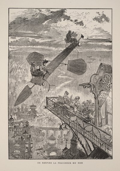 Illustratie voor Le vingtième siècle: La vie électrique door Albert Robida