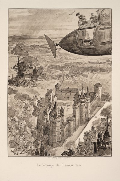 Illustratie voor Le vingtième siècle: La vie électrique door Albert Robida