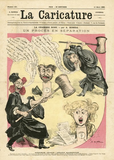 Illustratie van Albert Robida voor de Omslag van La Caricature (1880) door Albert Robida