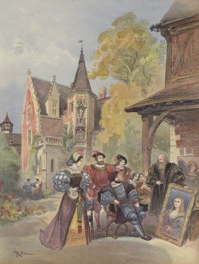 De koning koopt de Mona Lisa van Leonardo da Vinci door Albert Robida