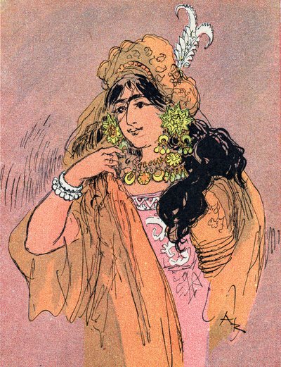 Portret van prinses Bradoulboudour. Illustratie door Albert Robida (1848-1926) voor het verhaal 