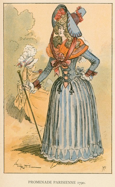 Promenade Parisienne 1790 door Albert Robida
