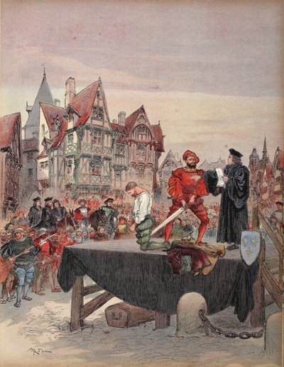 Saint Vallier vergeven op het schavot door Albert Robida