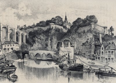 De stad Dinan - Oud Frankrijk - Bretagne - tekst, tekeningen en lithografieën door Albert Robida zonder datum eind 19e eeuw door Albert Robida
