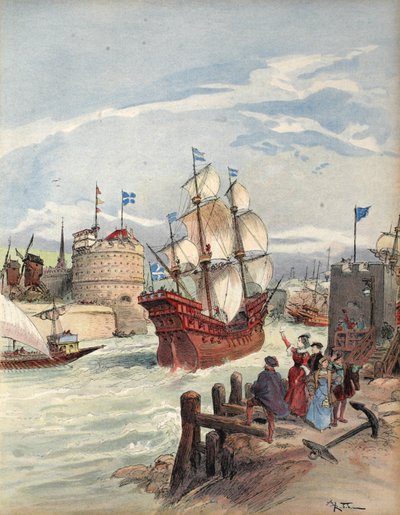 De vloot van de koning in Havre: La Belle Francoise, illustratie uit 