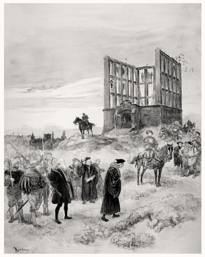 De Superintendant Jacques de Semblancay (c.1445-1527) ter dood veroordeeld, op weg naar de Montfaucon Galg, 1909 door Albert Robida
