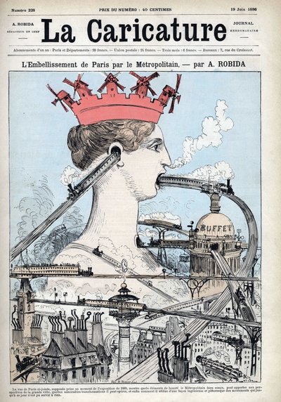 De verfraaiing van Parijs door de metro, illustratie van anticipatie door Albert Robida (1848-1926), in 