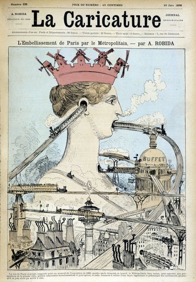 De verfraaiing van Parijs door de metro - door Robida, in La Caricature van 19/06/1886 door Albert Robida