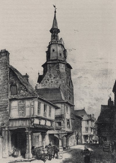 De klokkentoren van Dinan - Oud Frankrijk - Bretagne - tekst, tekeningen en lithografieën, door Albert Robida (1848-1926) ongedateerd eind 19e eeuw door Albert Robida