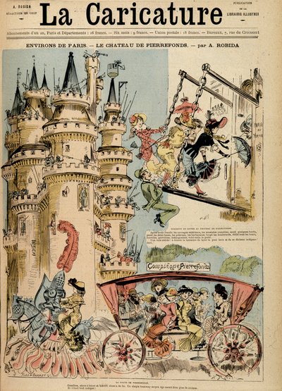 De weg naar het kasteel van Pierrefonds in de Oise (60) door Albert Robida