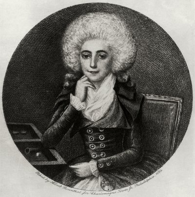 Portret van Marie-Madeleine Pioche de La Vergne (gravure) door Albert Rosenthal