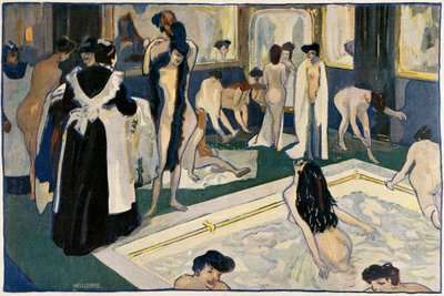 Badkamer in Parijs door Albert Weisgerber