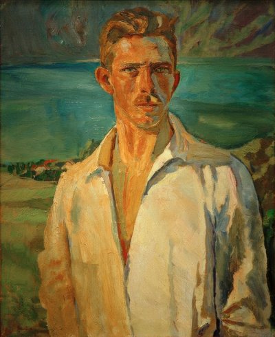 Zelfportret aan de Attersee door Albert Weisgerber