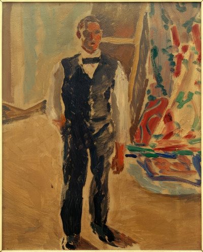 Zelfportret in hemdsmouwen door Albert Weisgerber