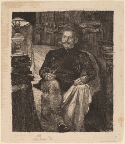 Franz Rose in zijn studeerkamer door Albert Welti
